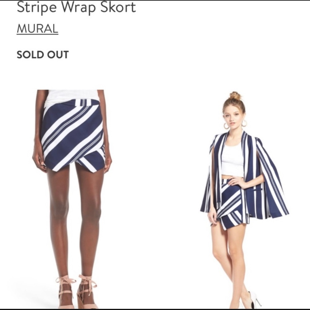 Mural Nordstrom blue white striped skort